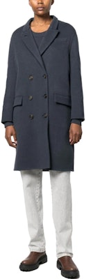 (W) 브루넬로 쿠치넬리 SS23 더블브레스트 블루 롱 슬리브 코트. MD5329728P-C005 Lookbook (W) 브루넬로 쿠치넬리 SS23 더블브레스트 블루 롱 슬리브 코트. MD5329728P-C005