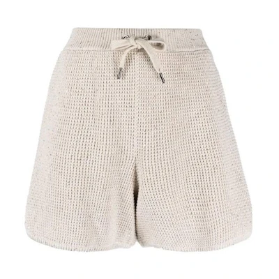 (Women) Brunello Cucinelli SS23 Drawstring Knit Casual Shorts Off-White. MDV726089-CJ430