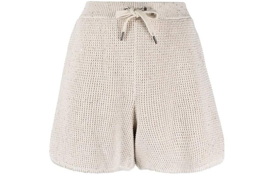Order (W) Brunello Cucinelli SS23 米白色抽繩針織休閒短褲 MDV726089-CJ430