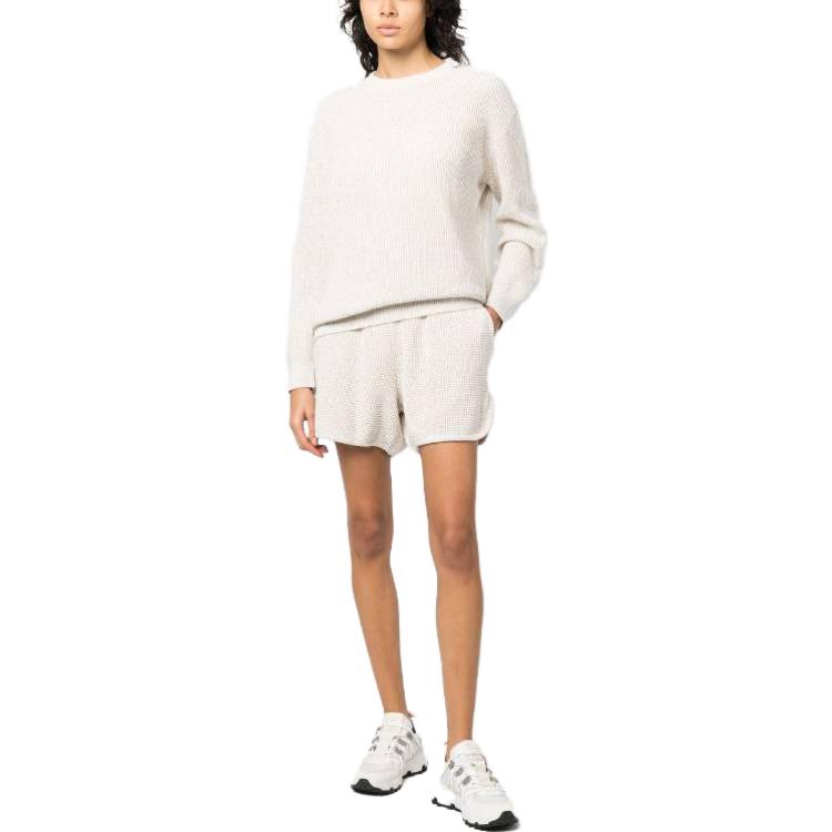 Lookbook (W) Brunello Cucinelli SS23 米白色抽繩針織休閒短褲 MDV726089-CJ430