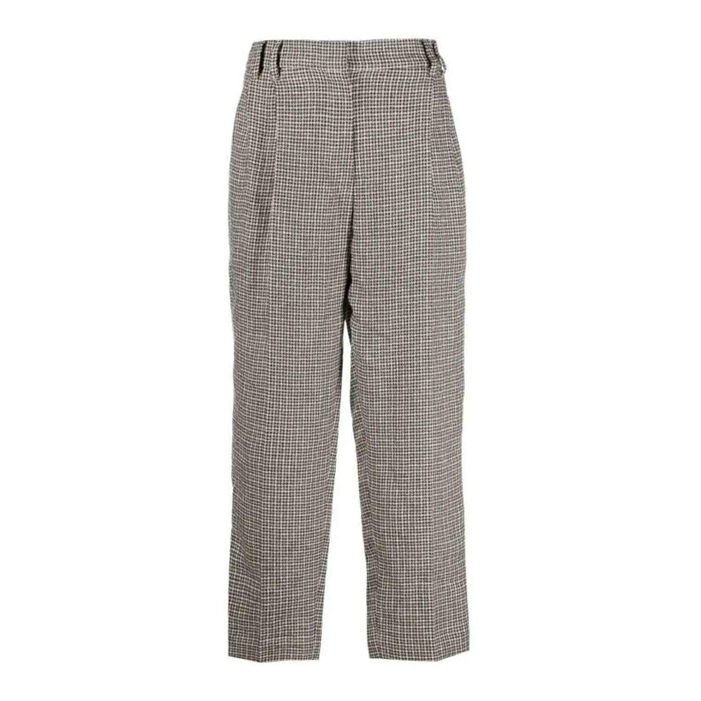 (Women) Brunello Cucinelli SS23  Houndstooth Relaxed Trousers Tobacco Brown MD547P8292-C825