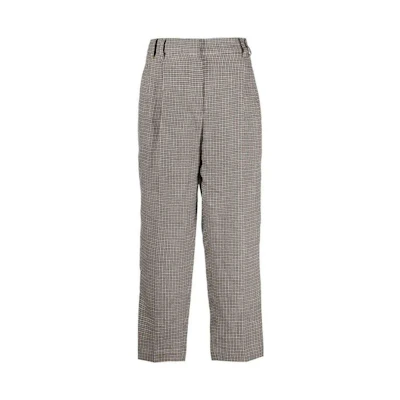 (Women) Brunello Cucinelli SS23 Houndstooth Relaxed Trousers Tobacco Brown MD547P8292-C825