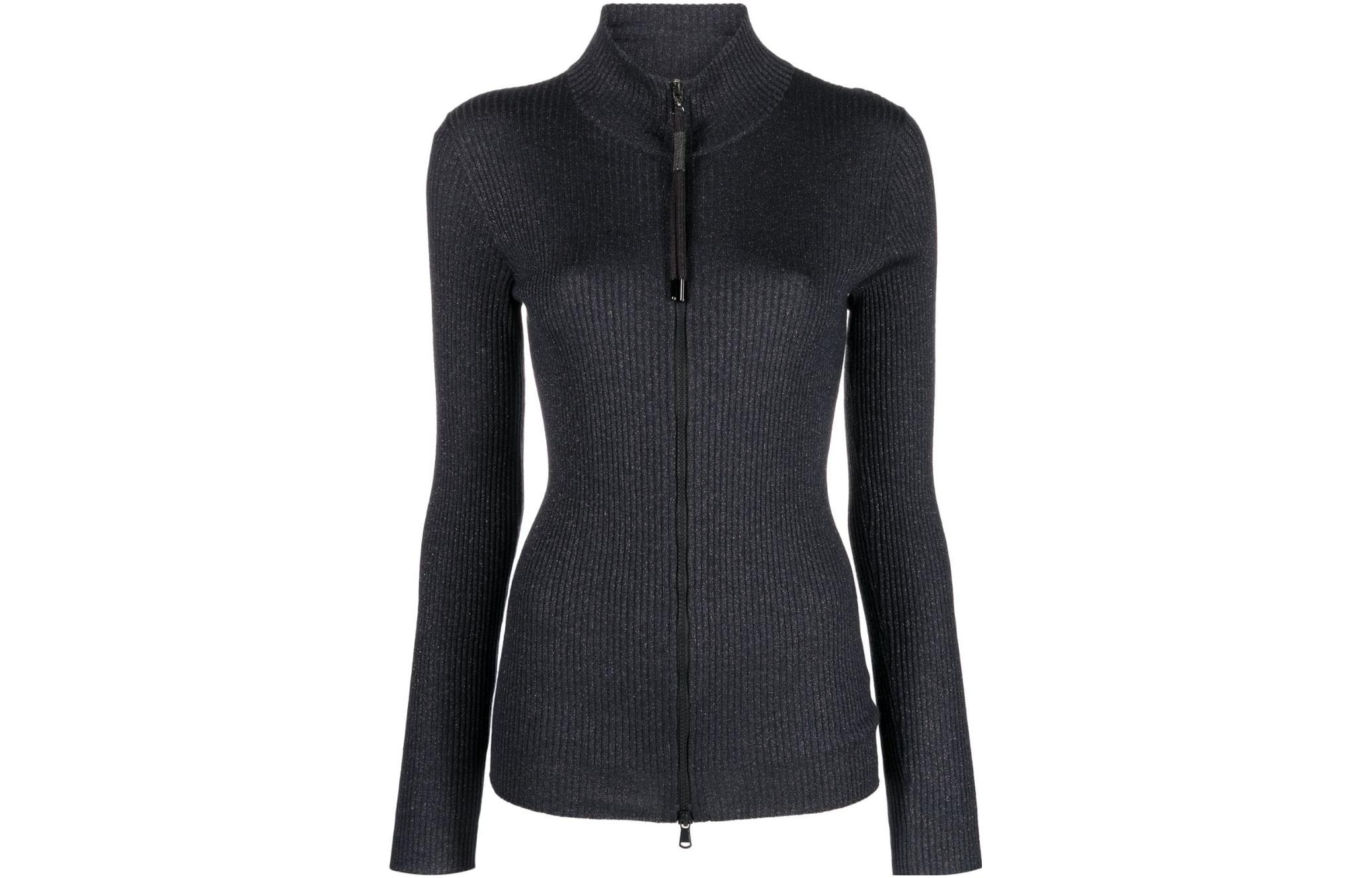 (Women) Brunello Cucinelli SS23  Midnight Blue Solid Knit Cardigan Sweater. M41835506-C8901