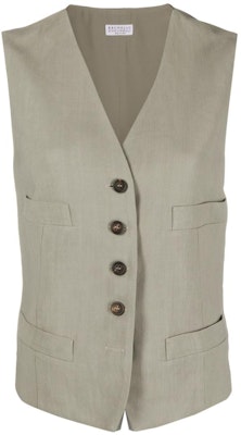 (W) Brunello Cucinelli SS23 鼠尾草綠V領單排扣背心. MH126HU806-C8707 Order (W) Brunello Cucinelli SS23 鼠尾草綠V領單排扣背心. MH126HU806-C8707