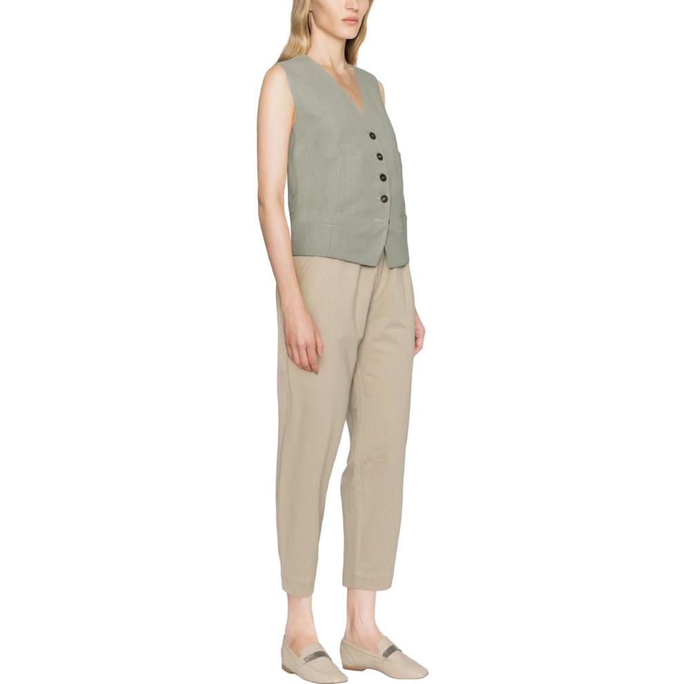 Purchase (W) Brunello Cucinelli SS23 鼠尾草綠V領單排扣背心. MH126HU806-C8707