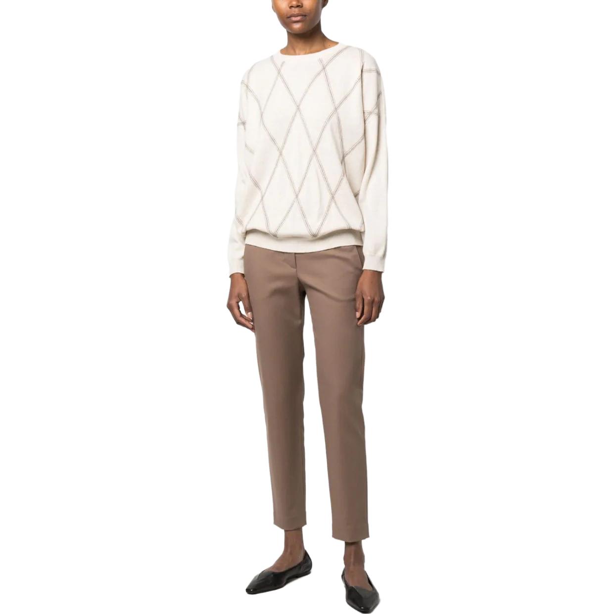 Lookbook (W) Brunello Cucinelli SS23 條紋印花米色圓領毛衣 M16188700-C9575