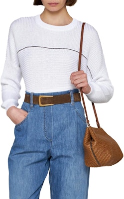 (W) Brunello Cucinelli SS23 白色圓領短版針織衫。 M78763800-C159 Shop (W) Brunello Cucinelli SS23 白色圓領短版針織衫。 M78763800-C159