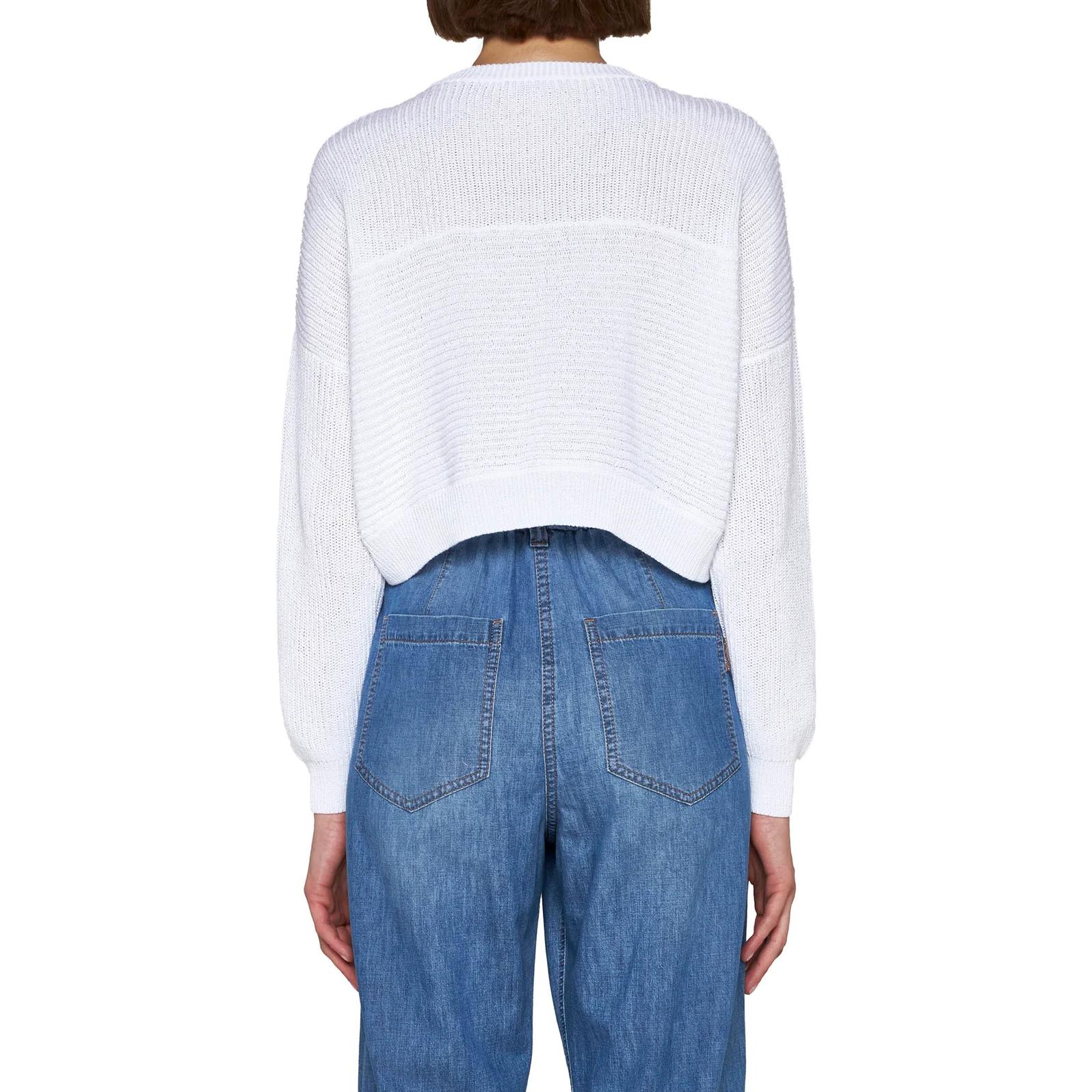 Purchase (W) Brunello Cucinelli SS23 白色圓領短版針織衫。 M78763800-C159