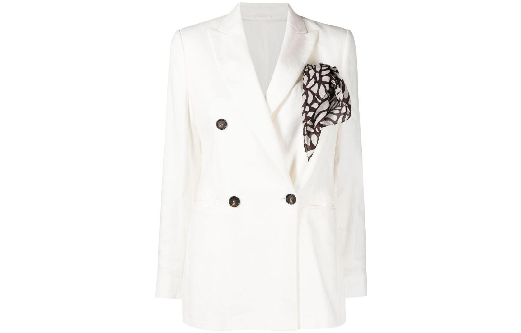 Order (W) Brunello Cucinelli SS23 白色雙排扣編織西裝外套. MF5912440-C600