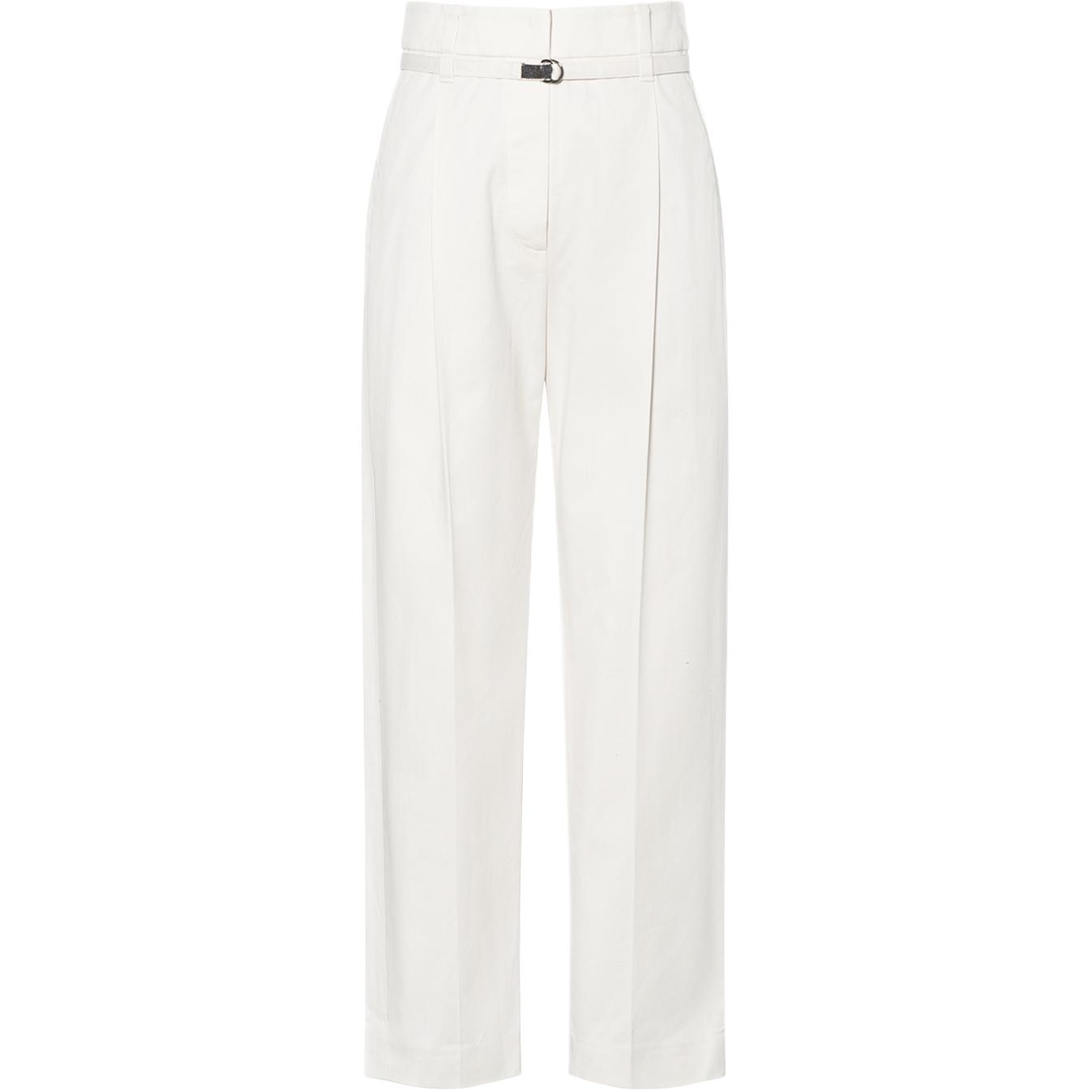 (Women) Brunello Cucinelli SS23  White High-Waisted Long Casual Pants. MA130P8298-C579