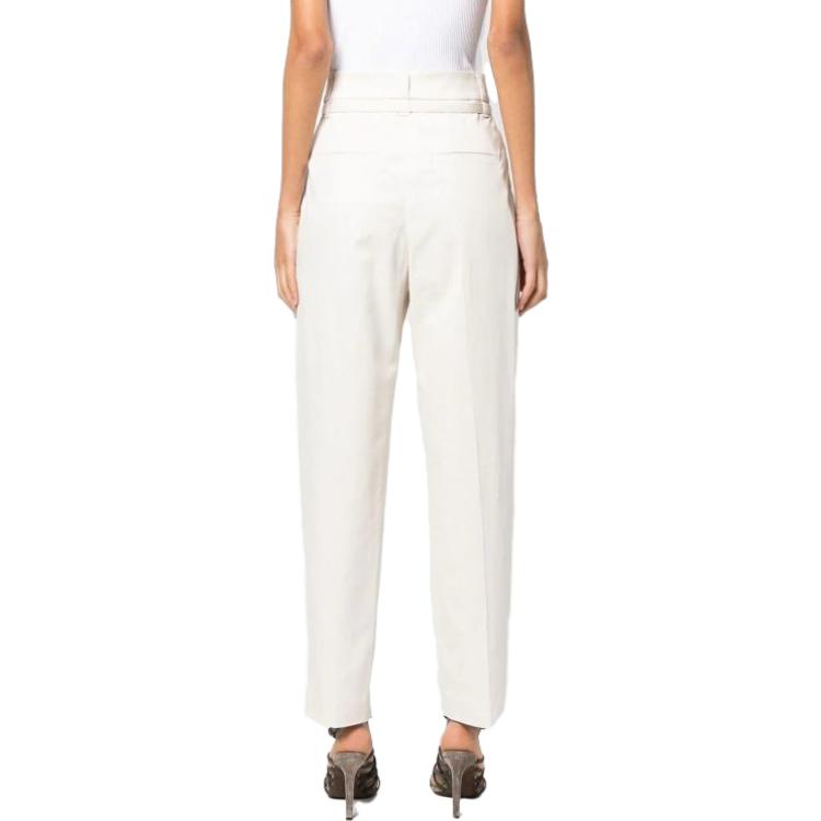 Shop (W) 布鲁内罗库奇内利 SS23 白色高腰长款休闲裤 MA130P8298-C579