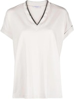 (Women) Brunello Cucinelli SS23 V-Neck Trim Short-Sleeve T-Shirt Women White. M0T18BD222-C8726 (Women) Brunello Cucinelli SS23 V-Neck Trim Short-Sleeve T-Shirt Women White. M0T18BD222-C8726