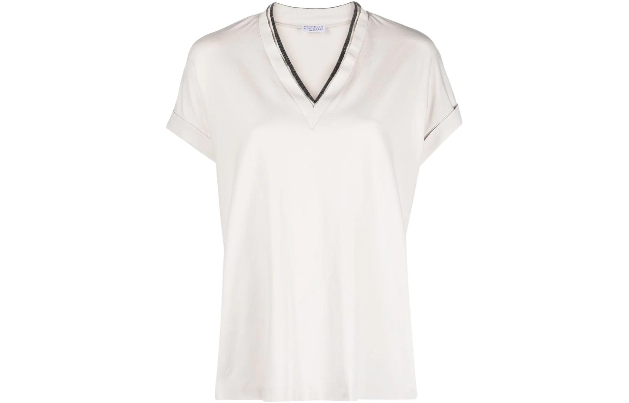 Order (W) Brunello Cucinelli SS23 V領短袖T恤 女士 白色 M0T18BD222-C8726
