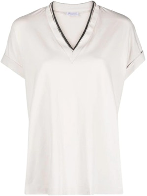 (W) Brunello Cucinelli SS23 V領短袖T恤 女士 白色 M0T18BD222-C8726 Order (W) Brunello Cucinelli SS23 V領短袖T恤 女士 白色 M0T18BD222-C8726