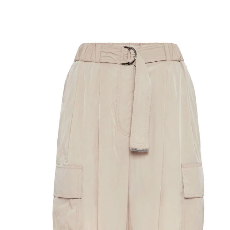 Sizing (W) 브루넬로 쿠치넬리 SS24 베이지 하이웨이스트 스트레이트 팬츠. MH560EG799-C8952