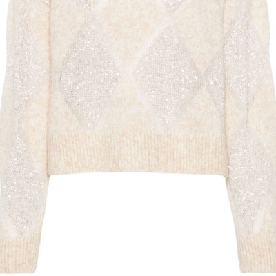 (W) Brunello Cucinelli SS24 米色亮片菱格寬鬆高領毛衣 MCM518804-CQK82 Cheap (W) Brunello Cucinelli SS24 米色亮片菱格寬鬆高領毛衣 MCM518804-CQK82