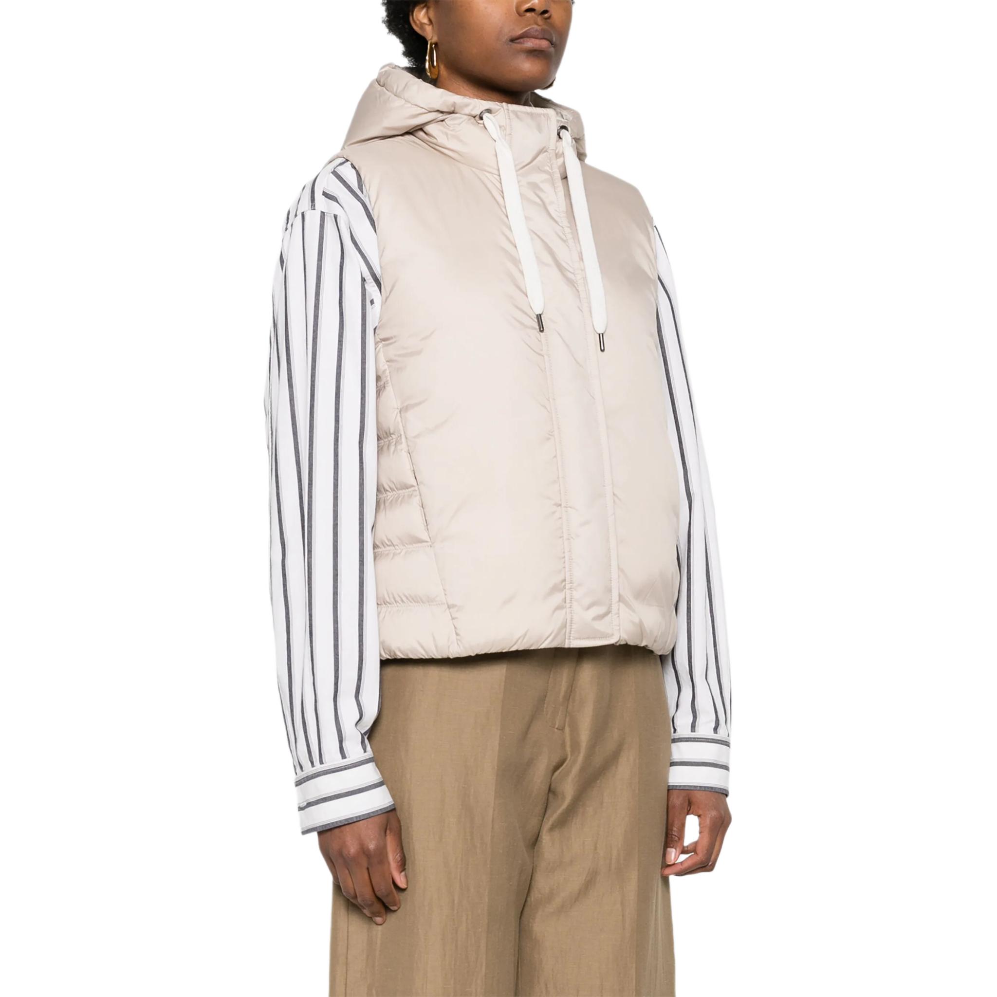 Purchase (W) Brunello Cucinelli SS24 米色無袖連帽羽絨外套 MH5047920P