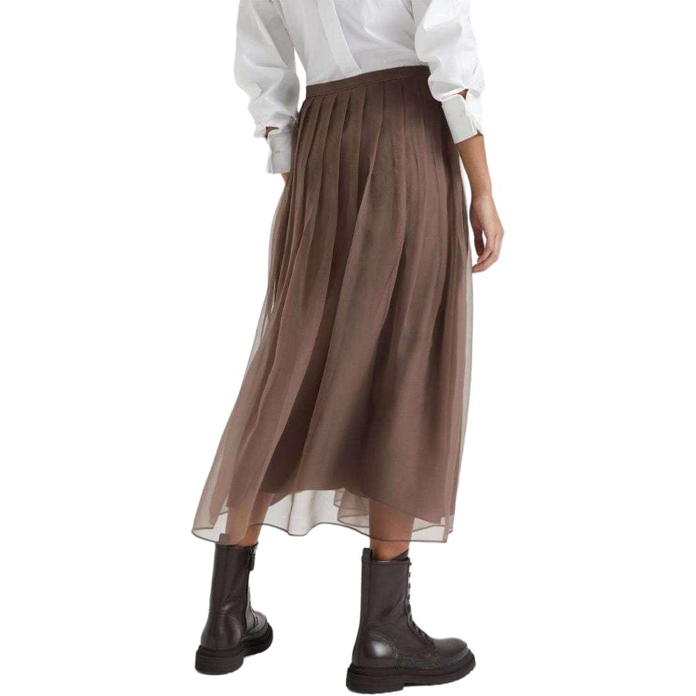 Shop (W) Brunello Cucinelli SS24 棕色高腰中長裙休閒風格 MF940G3375-C9644