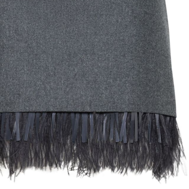 Sizing (W) Brunello Cucinelli SS24 灰色羽毛裝飾拉鍊休閒裙 MD588G3702-C032