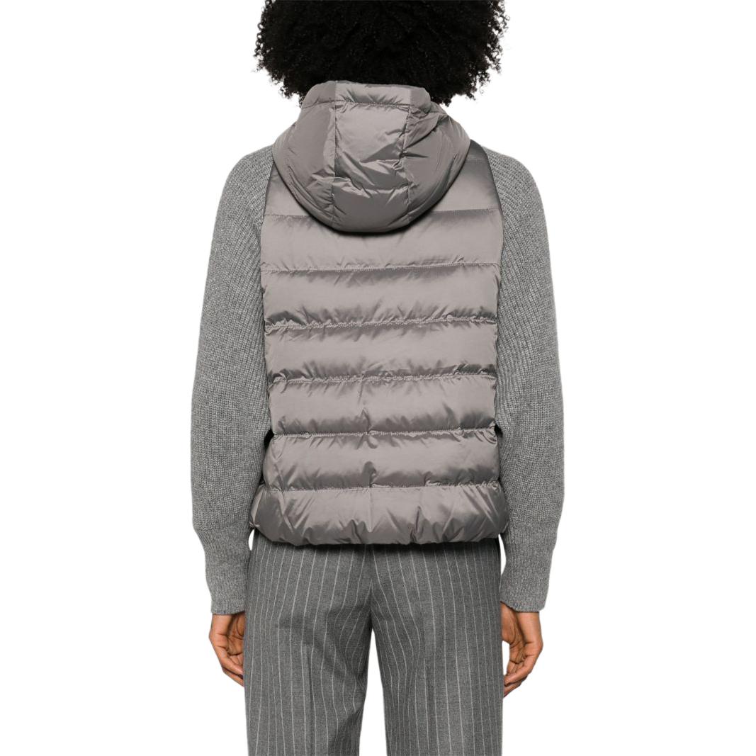 Shop (W) Brunello Cucinelli SS24 灰色拼接連帽羽絨外套 MH5042699-CDA64