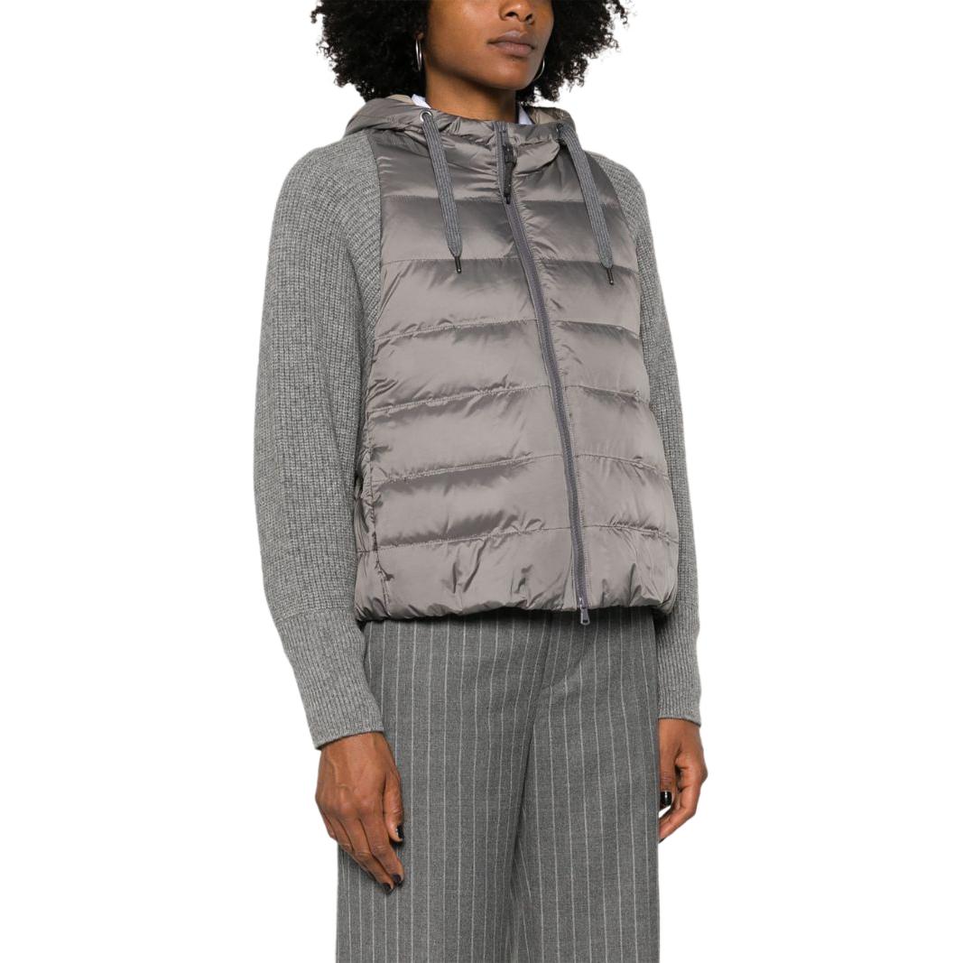 Purchase (W) Brunello Cucinelli SS24 灰色拼接連帽羽絨外套 MH5042699-CDA64