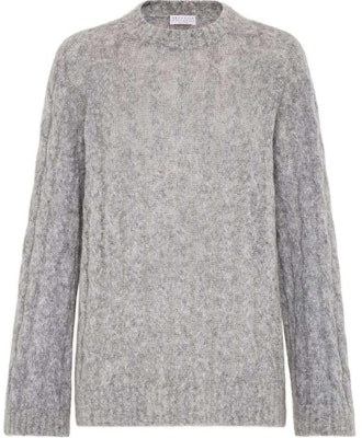 (W) Brunello Cucinelli SS24 灰色純色圓領針織毛衣。 MHM523610 Buy (W) Brunello Cucinelli SS24 灰色純色圓領針織毛衣。 MHM523610