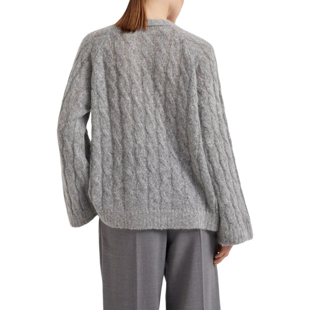 Shop (W) Brunello Cucinelli SS24 灰色純色圓領針織毛衣。 MHM523610