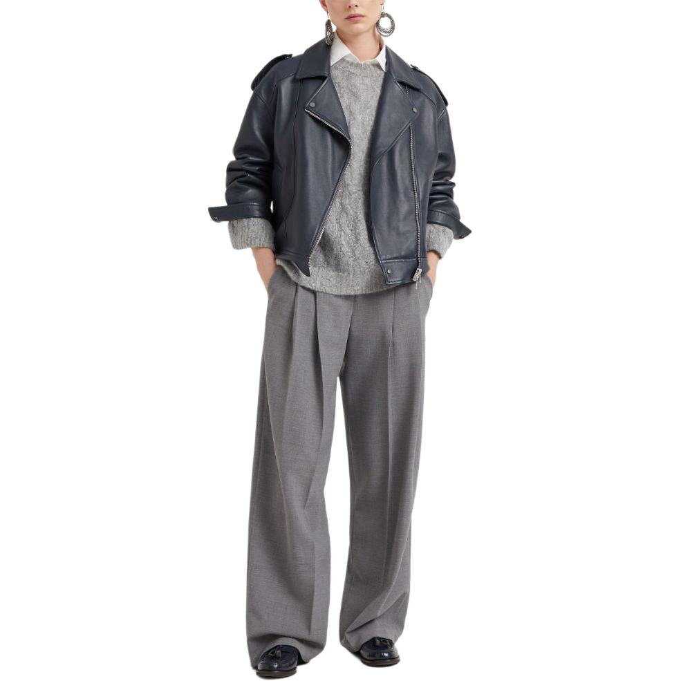 Purchase (W) Brunello Cucinelli SS24 灰色純色圓領針織毛衣。 MHM523610