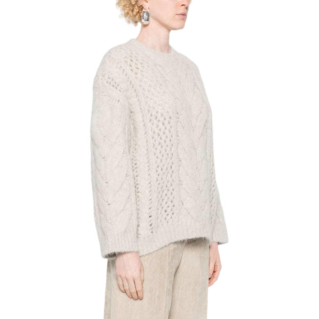 Purchase (W) Brunello Cucinelli SS24 淺灰色圓領針織套頭毛衣。 MDU336110-C9610