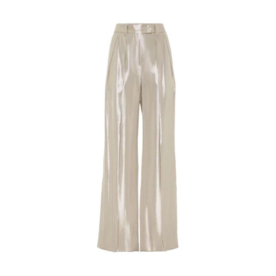 (Women) Brunello Cucinelli SS24 Pleated Wide-Leg Pants Light Beige Casual MA768P8512-C5204