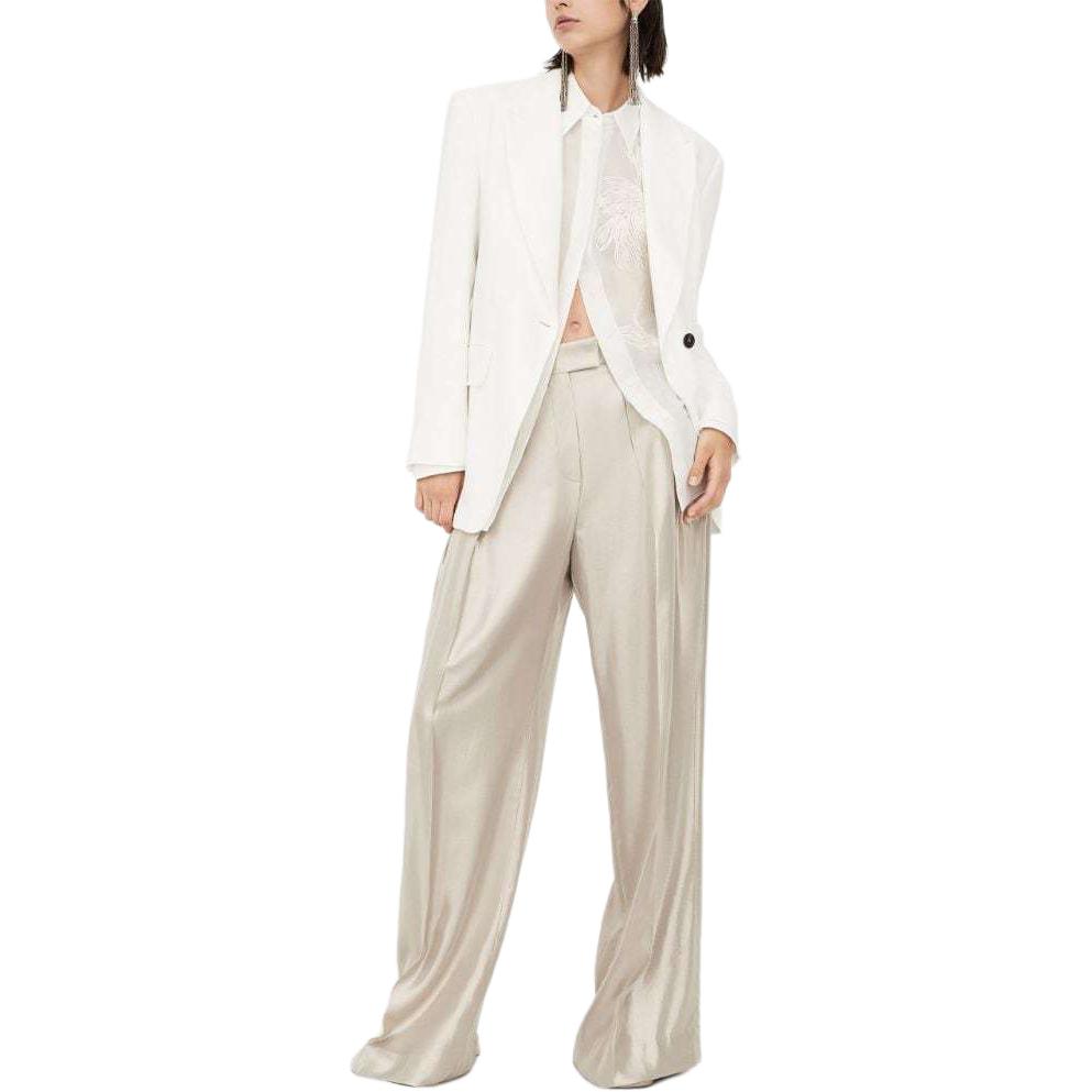 Lookbook (W) Brunello Cucinelli SS24 抽褶寬褲 淺米色休閒長褲 MA768P8512-C5204