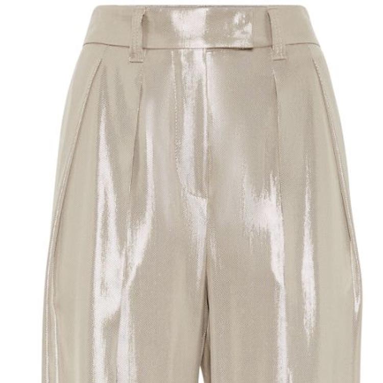 Sizing (W) Brunello Cucinelli SS24 抽褶寬褲 淺米色休閒長褲 MA768P8512-C5204