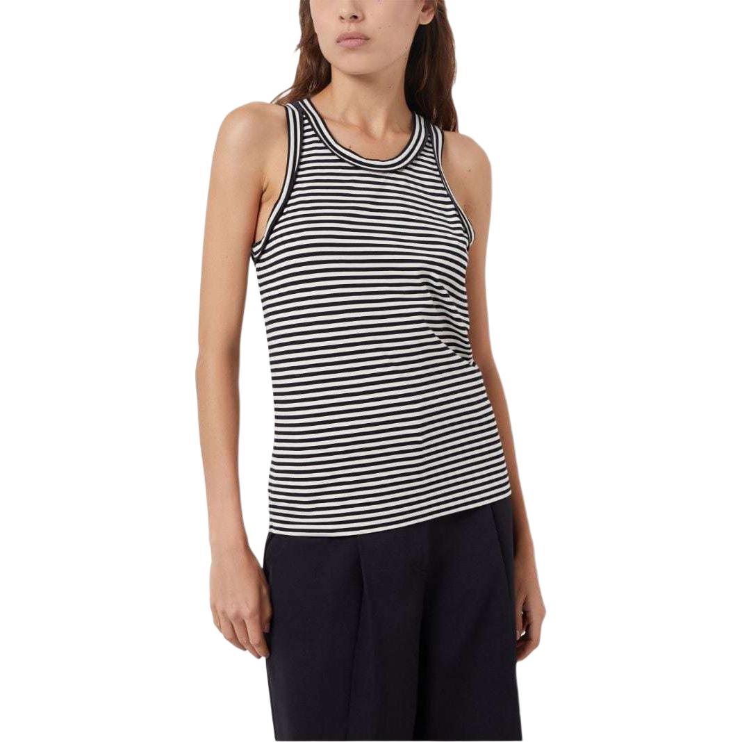 Lookbook (W) ブルネロ クチネリ SS24 ストライプ クルーネック カジュアル ベスト ホワイト. ML929EH820-C7122