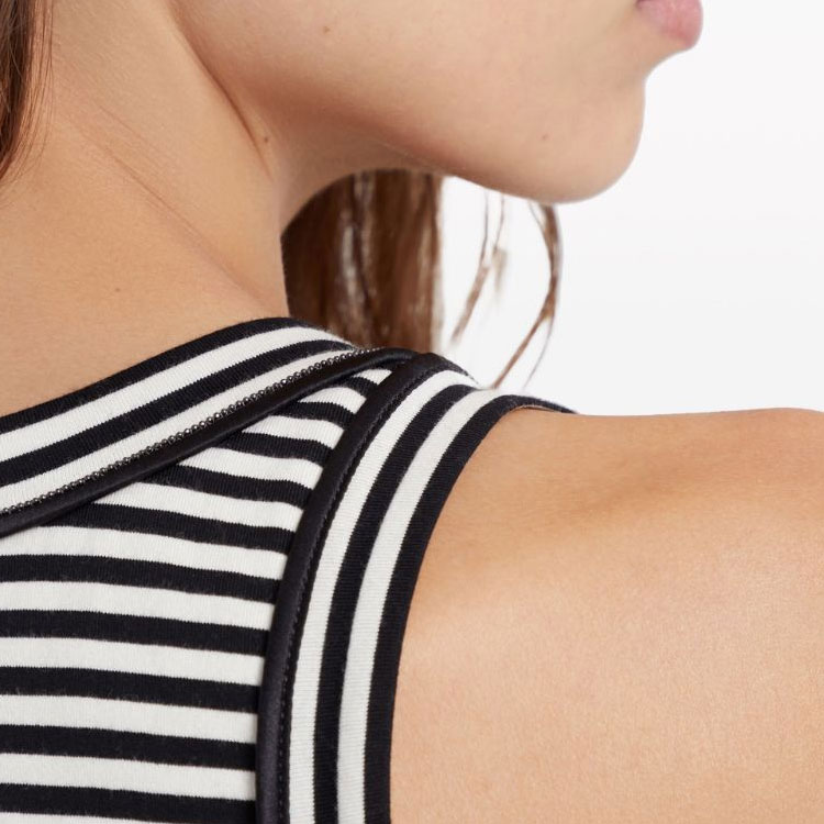 Details for (W) ブルネロ クチネリ SS24 ストライプ クルーネック カジュアル ベスト ホワイト. ML929EH820-C7122