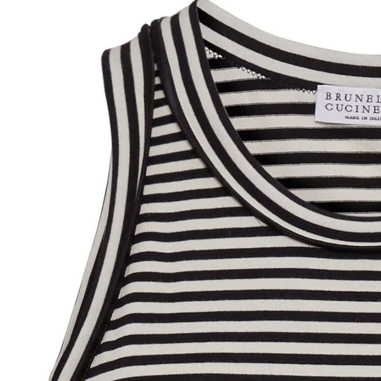 Sizing (W) ブルネロ クチネリ SS24 ストライプ クルーネック カジュアル ベスト ホワイト. ML929EH820-C7122