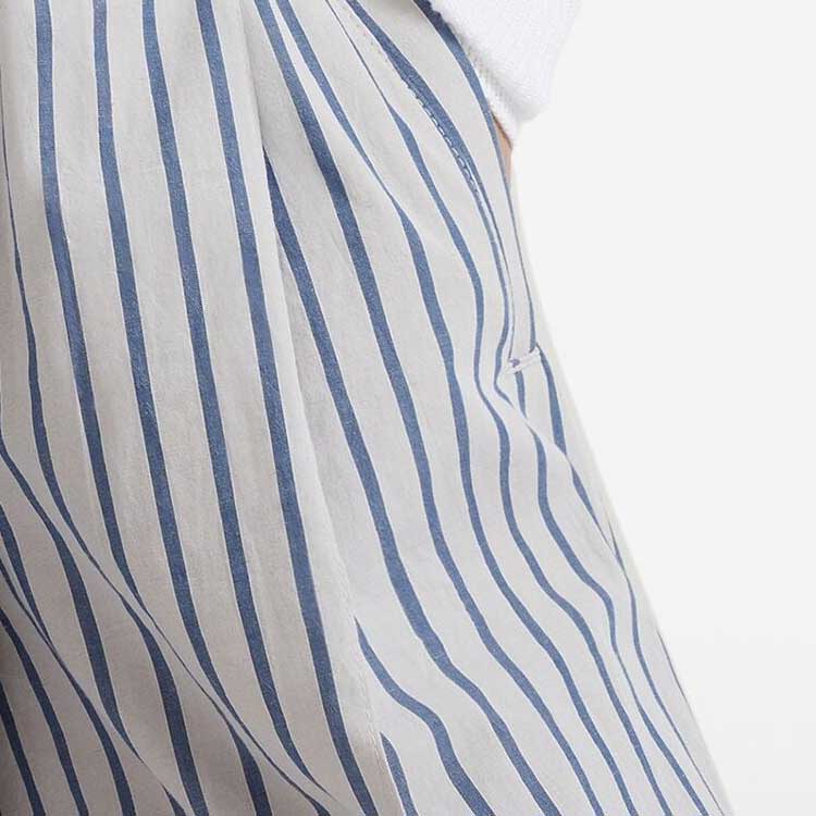 Details for (W) Brunello Cucinelli SS24 條紋寬褲鬆緊腰長褲 米白色 MH564P8531C004