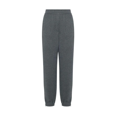 (Women) Brunello Cucinelli SS24 Tapered Knit Joggers Solid Gray Loose-Fit MN05NHS899-C8125