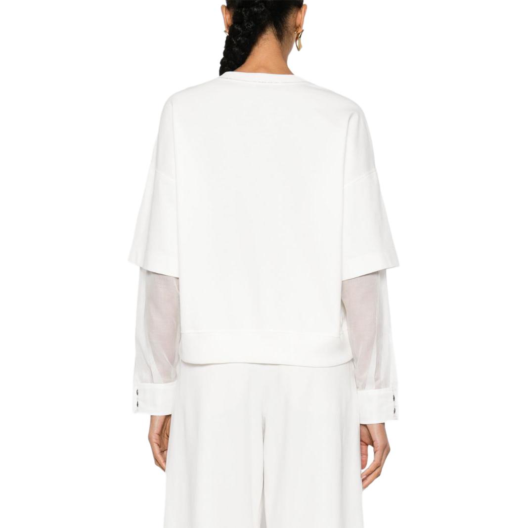 Shop (W) Brunello Cucinelli SS24 白色寬鬆層次感長袖衛衣。 MP827HP500