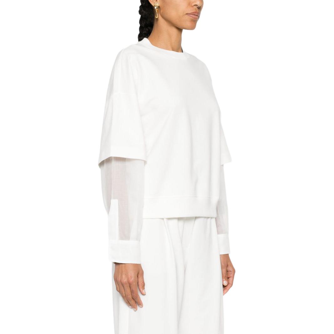 Purchase (W) Brunello Cucinelli SS24 白色寬鬆層次感長袖衛衣。 MP827HP500