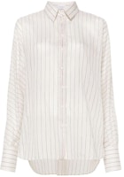 (Women) Brunello Cucinelli SS24 White Striped Print Loose Fit Button-Up Shirt. MH776MG206-C044 (Women) Brunello Cucinelli SS24 White Striped Print Loose Fit Button-Up Shirt. MH776MG206-C044