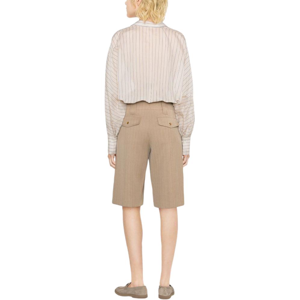 Shop (W) 브루넬로 쿠치넬리 SS24 화이트 스트라이프 패턴 루즈핏 버튼업 셔츠. MH776MG206-C044