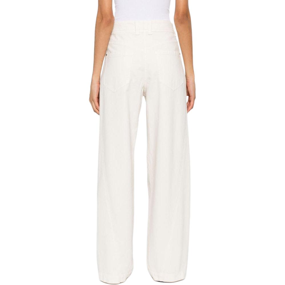 Shop (W) Brunello Cucinelli SS24 白色寬鬆錐形褶飾牛仔褲 MPH43P5918-C8739