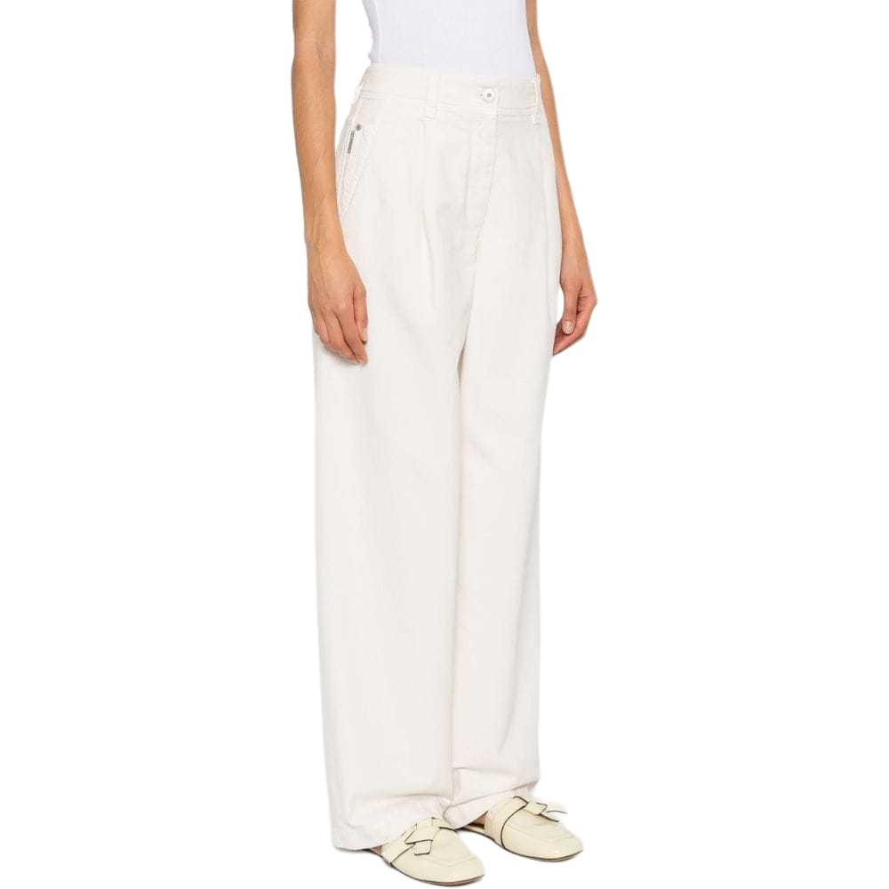 Purchase (W) Brunello Cucinelli SS24 白色寬鬆錐形褶飾牛仔褲 MPH43P5918-C8739