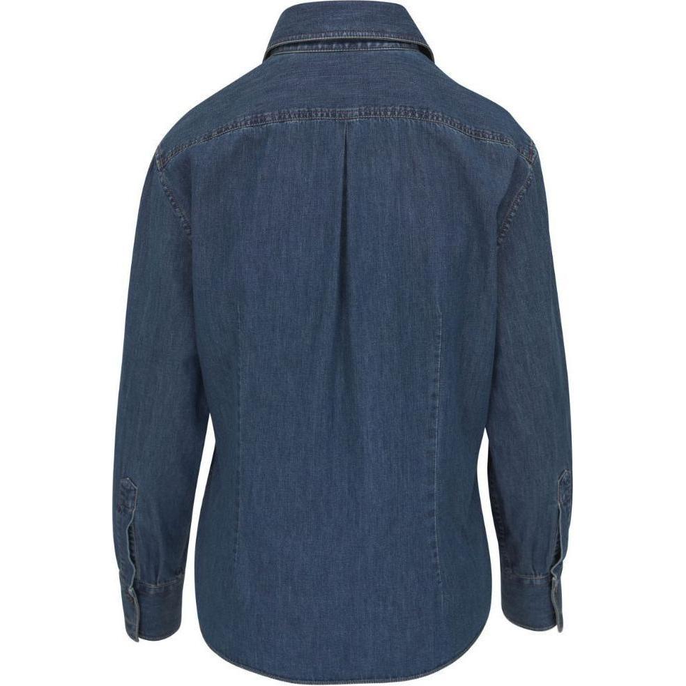 Lookbook (W) 브루넬로 쿠치넬리 SS24 비즈 싱글 브레스트 데님 셔츠 여성 블루. MP781ML426-C8983