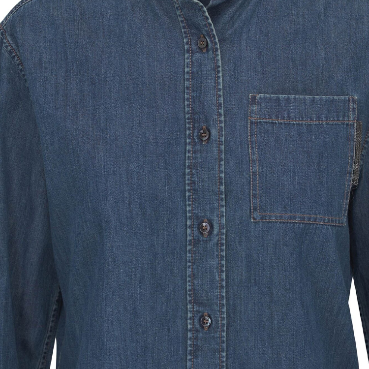 Shop (W) 브루넬로 쿠치넬리 SS24 비즈 싱글 브레스트 데님 셔츠 여성 블루. MP781ML426-C8983