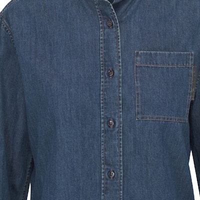 (W) 브루넬로 쿠치넬리 SS24 비즈 싱글 브레스트 데님 셔츠 여성 블루. MP781ML426-C8983 Shop (W) 브루넬로 쿠치넬리 SS24 비즈 싱글 브레스트 데님 셔츠 여성 블루. MP781ML426-C8983