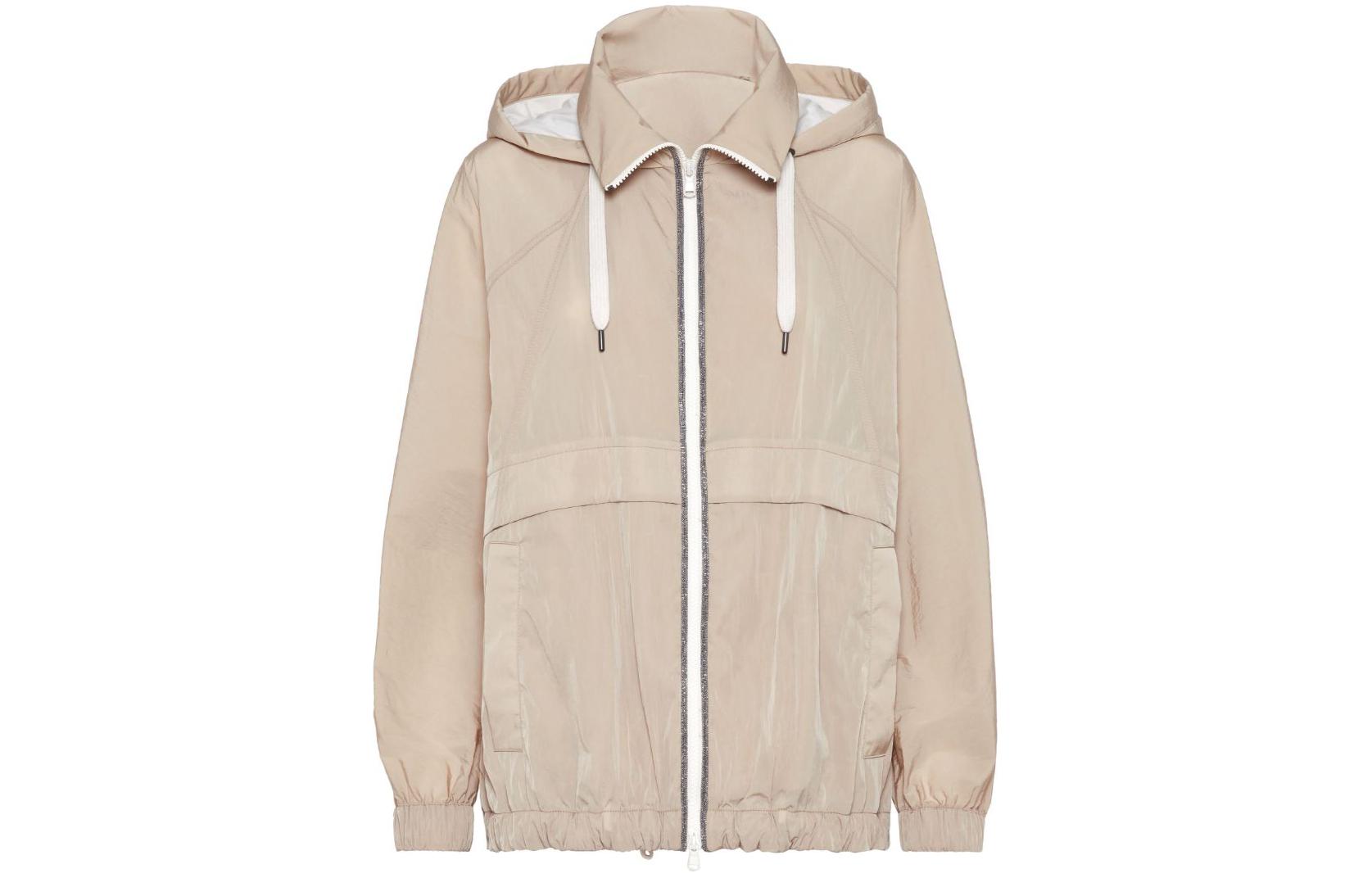 (Women) Brunello Cucinelli SS24 Beige  Zip Hoodie Jacket with Pockets. MH5602576-C8952