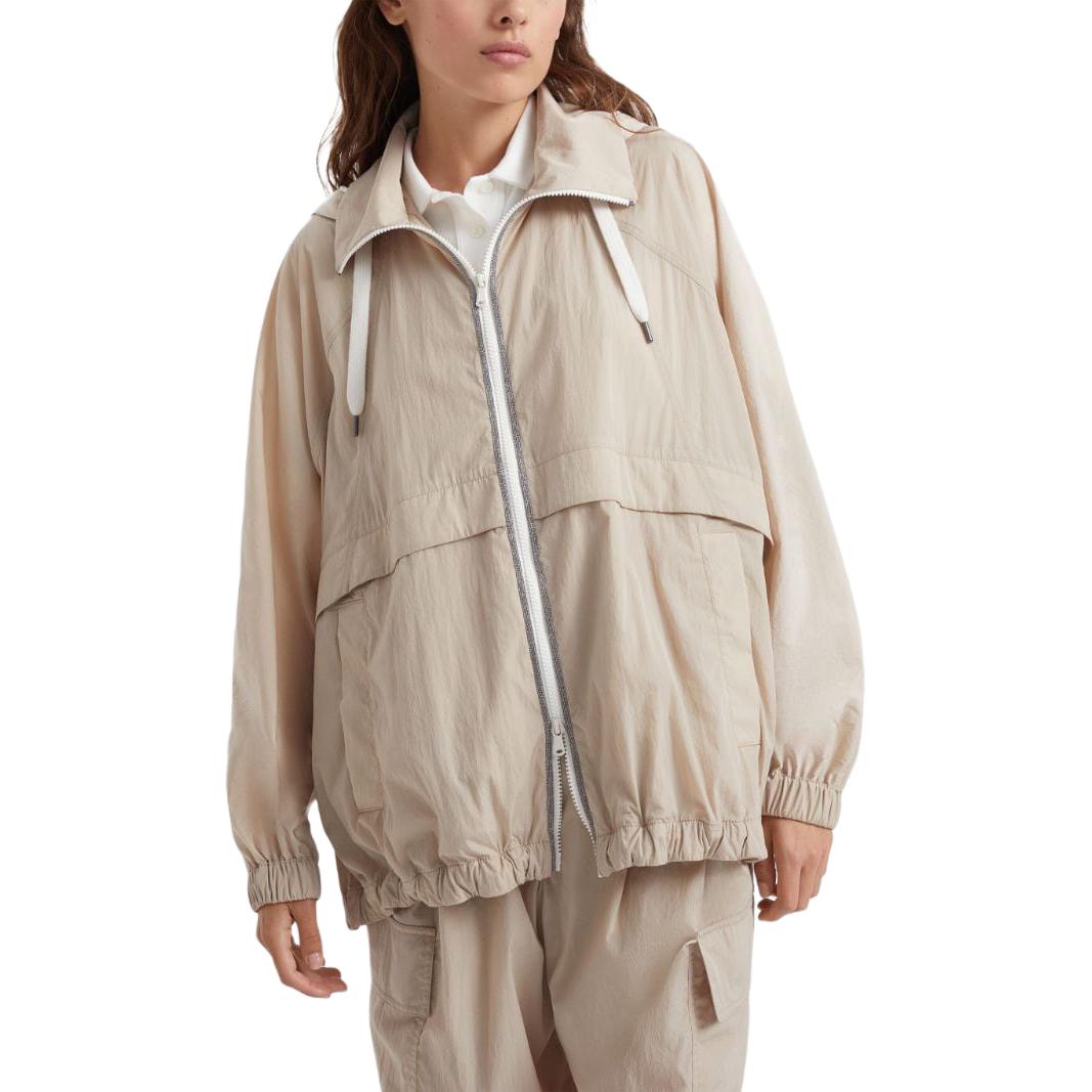 Shop (W) ブルネロクチネリ SS24 ベージュ ジップフーディージャケット ポケット付 MH5602576-C8952