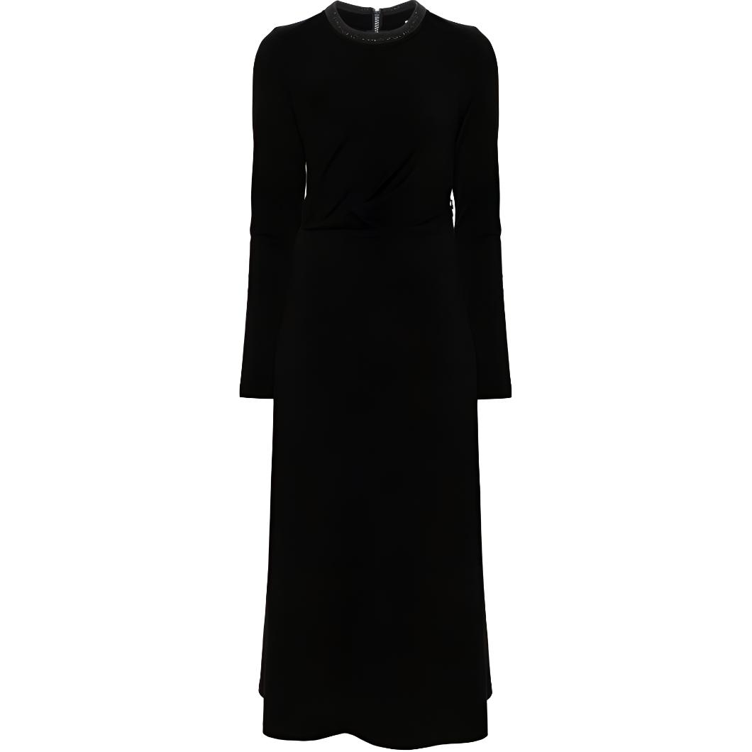 Order (W) Brunello Cucinelli 女士黑色修身長袖連衣裙 SS24 背拉鍊設計 MPR25AHR33-C064