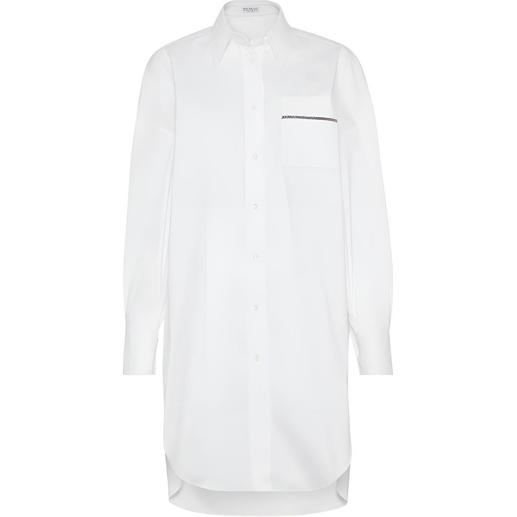 (Women) Brunello Cucinelli SS24 Chain Detail Long Sleeve Shirt  White M0091ML916-C159